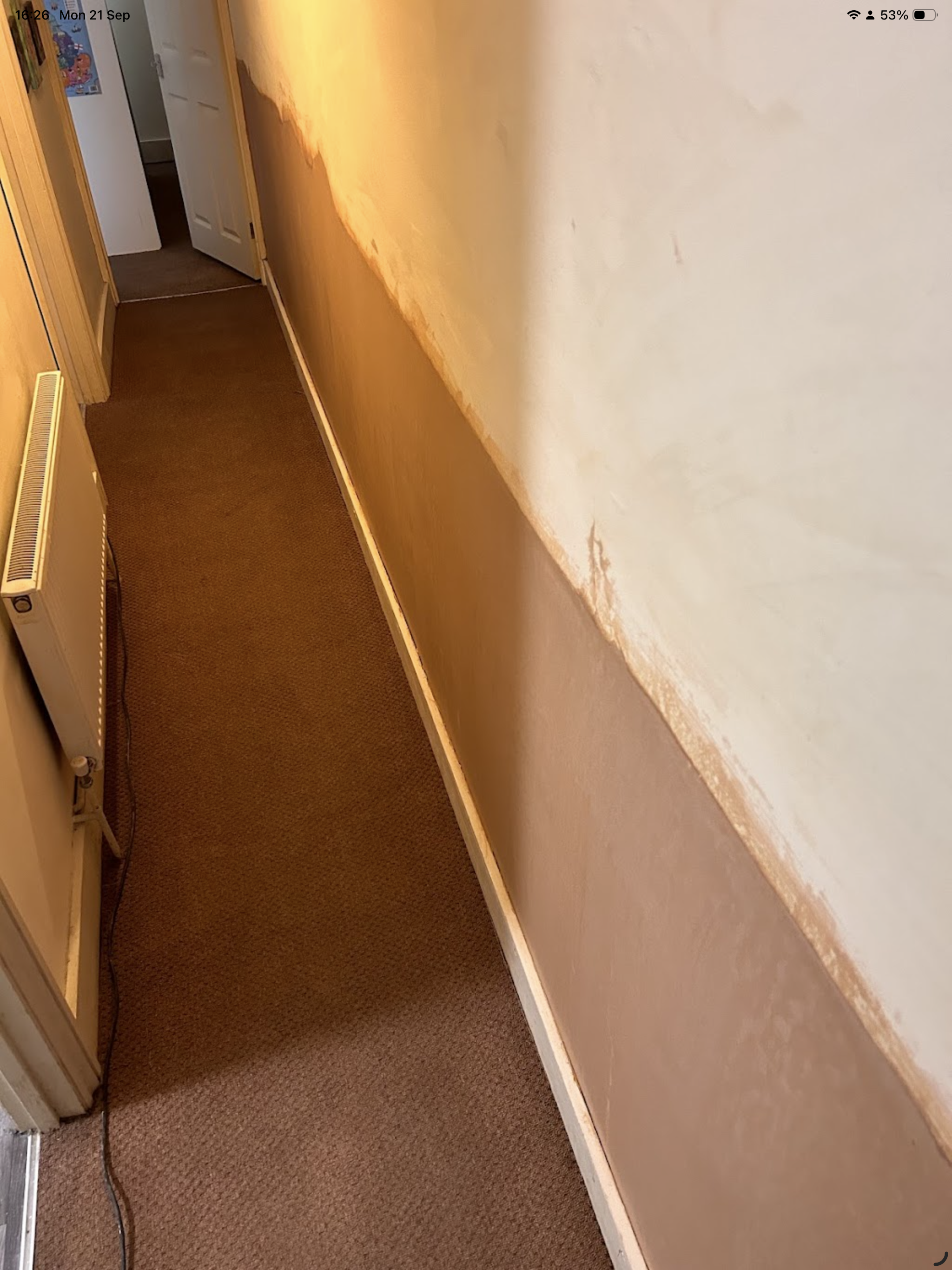 Rising damp treatment and replastering completed