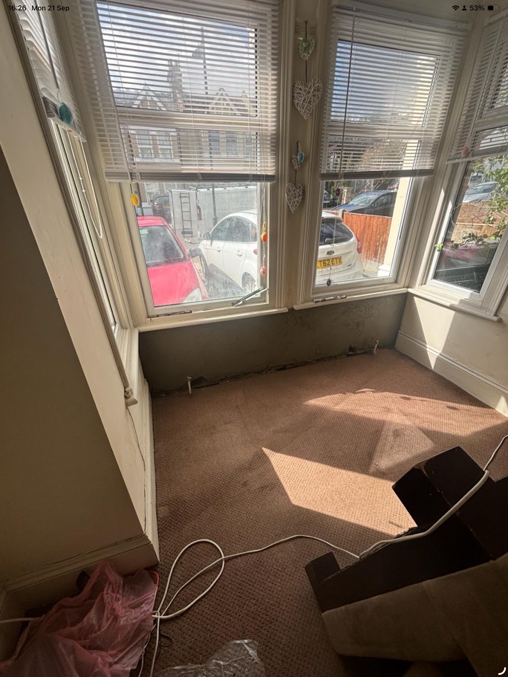 Damp treatment on bay window wall
