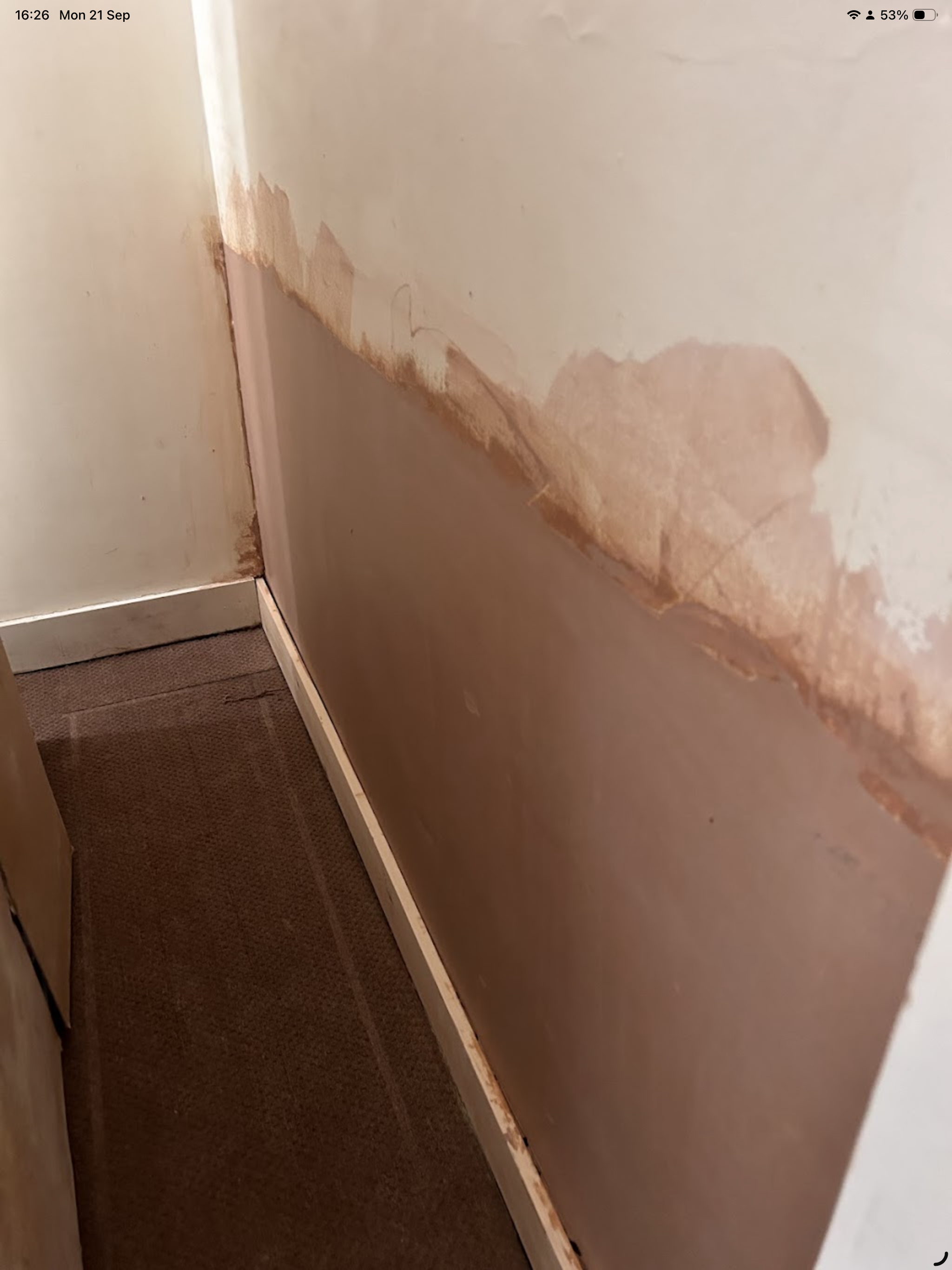 Penetrating damp repair on interior wall