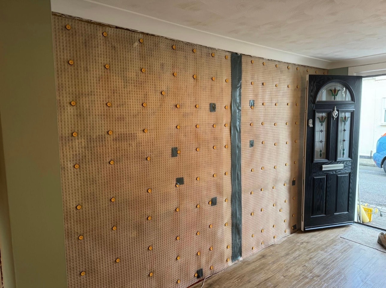 Internal membrane and replastering